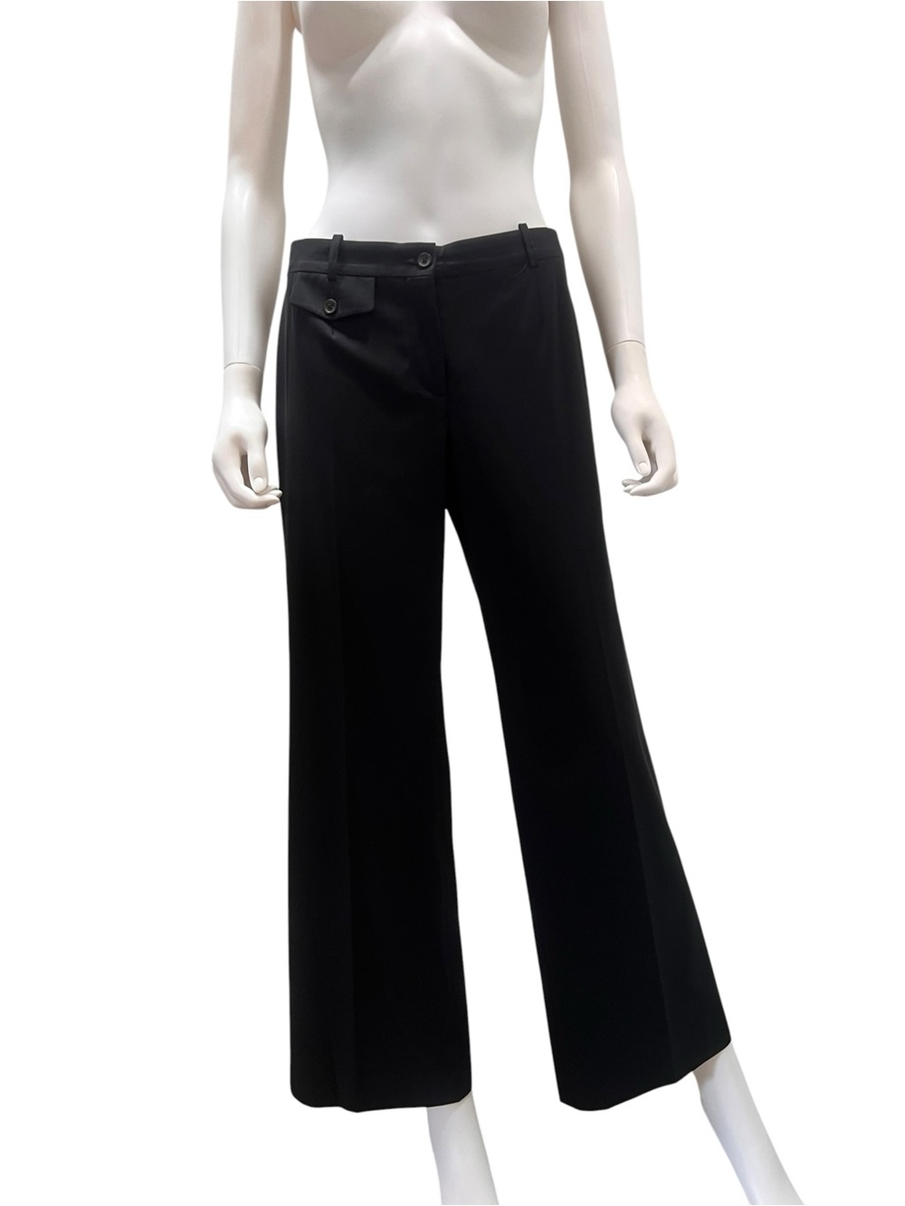 Vintage Celine Black Wide-Leg Tailored Pants. Wool trousers. Size 6